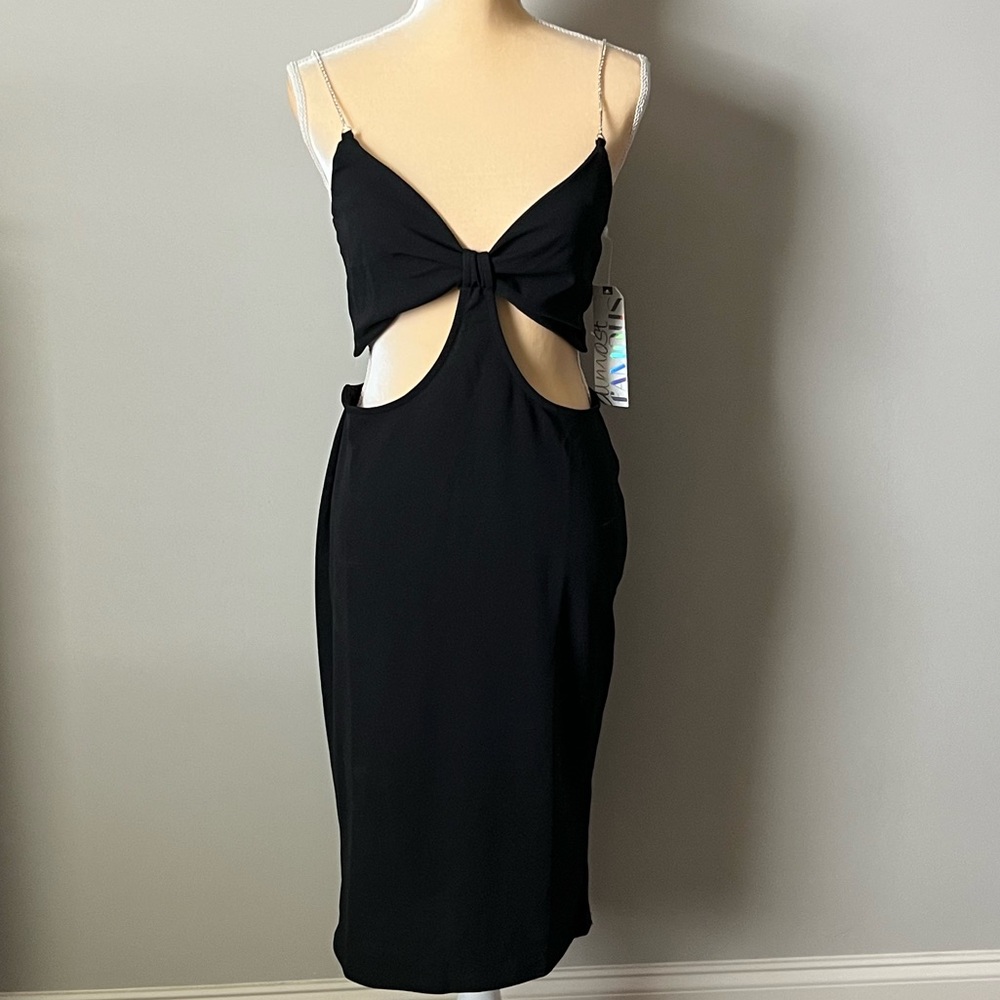 NWT Almost Famous gorgeous black cut out dress with rhinestone straps!